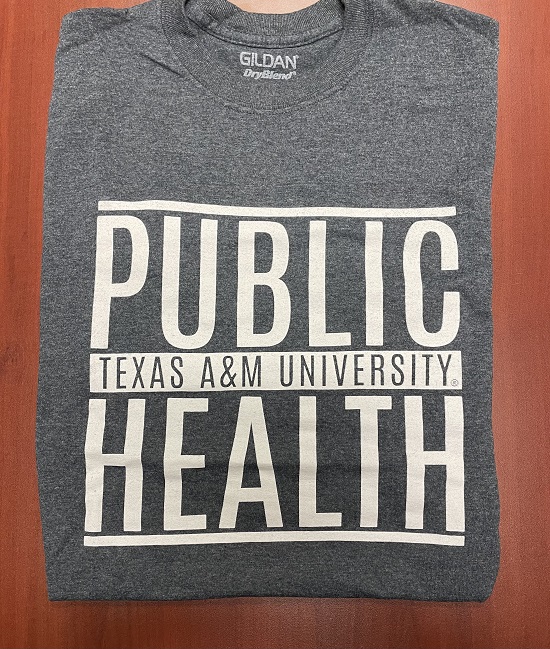 Inventory in Stock-Dark Heather Gildan Adult DryBlendSquare Public Health Logo (front) T-shirt